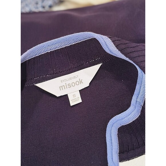 Exclusively Misook Black Purple White Zipper Sweater Jacket Size S Small EUC!!! - Picture 3 of 4